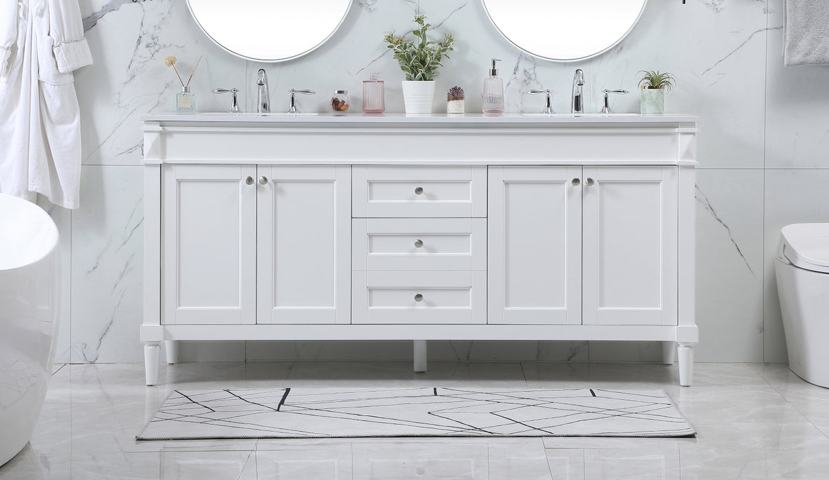 72 inch double bathroom vanity in white