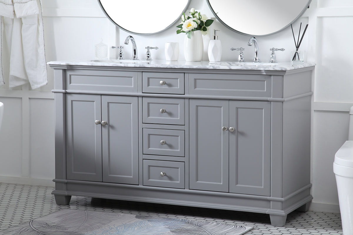 60 inch Double Bathroom Vanity set in Grey