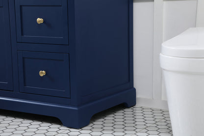 42 inch Single bathroom vanity in blue with backsplash
