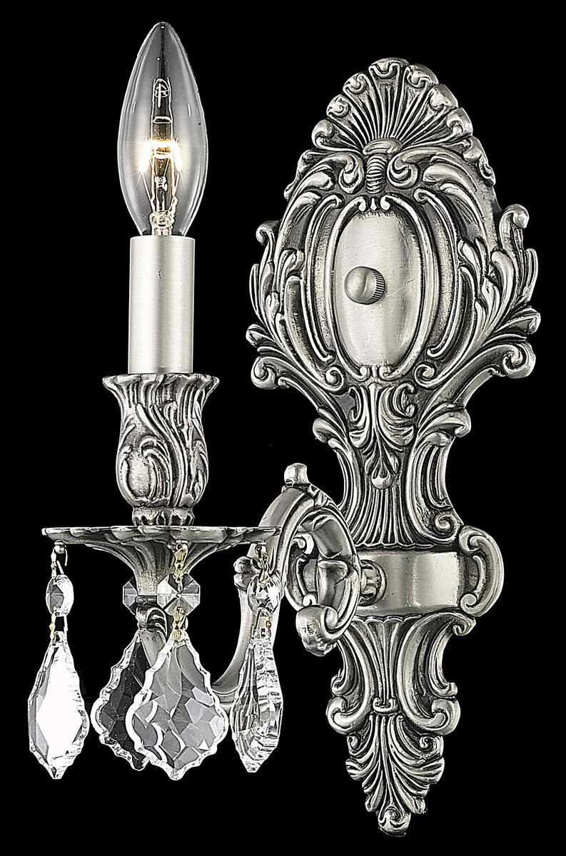 Monarch 1 light Pewter Wall Sconce Clear Royal Cut Crystal