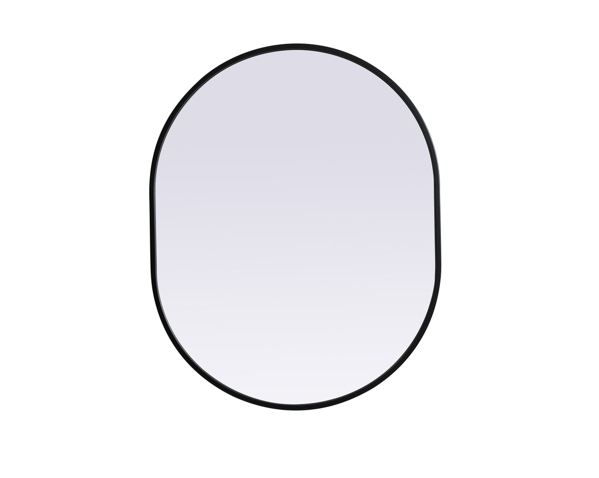 Metal Frame Oval Mirror 24x30 Inch in Black