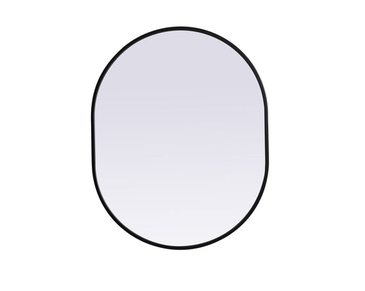 Metal Frame Oval Mirror 24x30 Inch in Black
