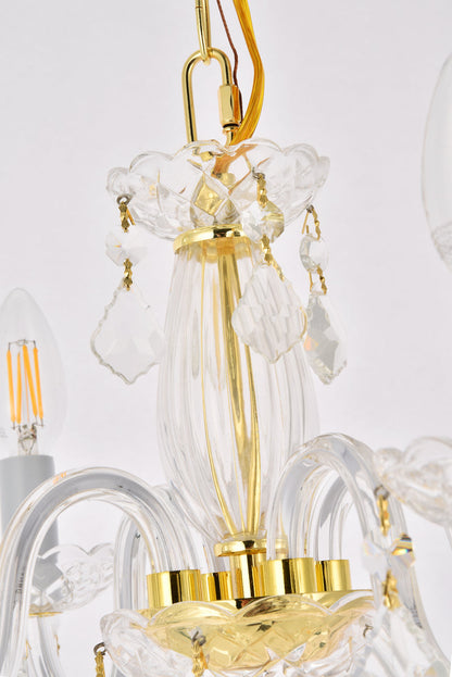 Rococo 4 light Gold Pendant Clear Royal Cut Crystal