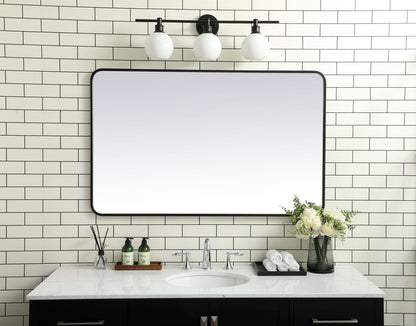 Soft corner metal rectangular mirror 30x48 inch in Black