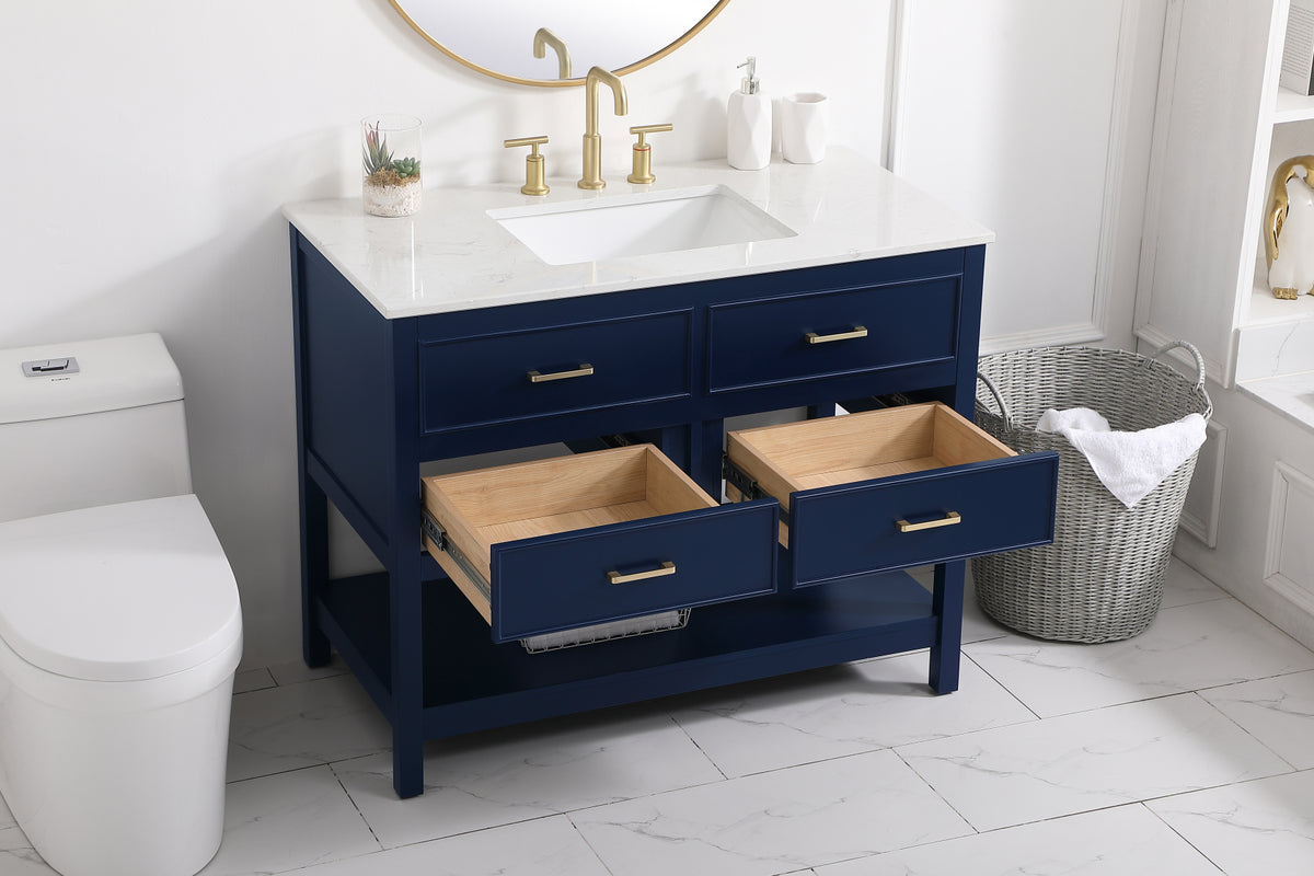 42 inch Single bathroom vanity in blue