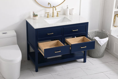 42 inch Single bathroom vanity in blue