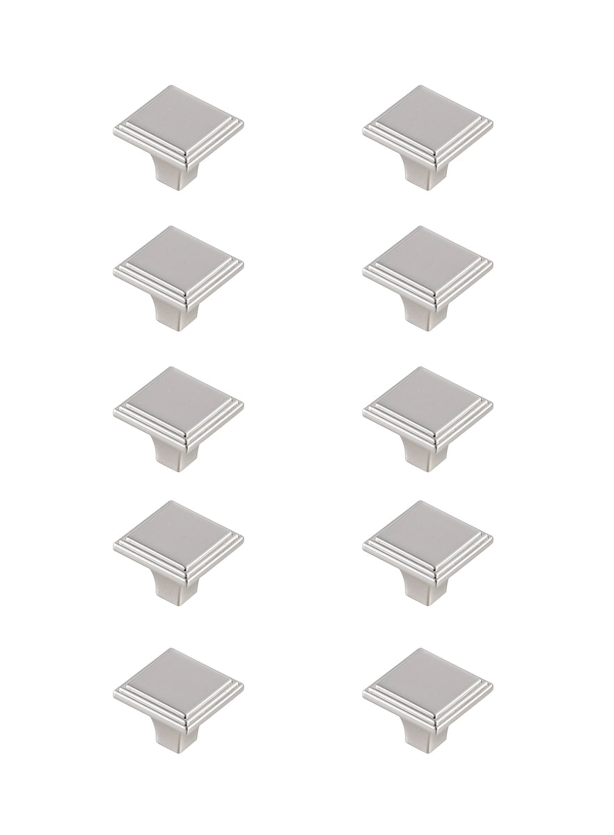 Wilow 1" Brushed Nickel Square Knob Multipack (Set of 10)