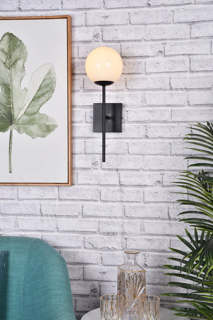 Neri 1 light black and white glass wall sconce