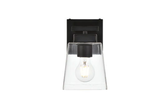 Merrick 1 light Black and Clear Bath Sconce