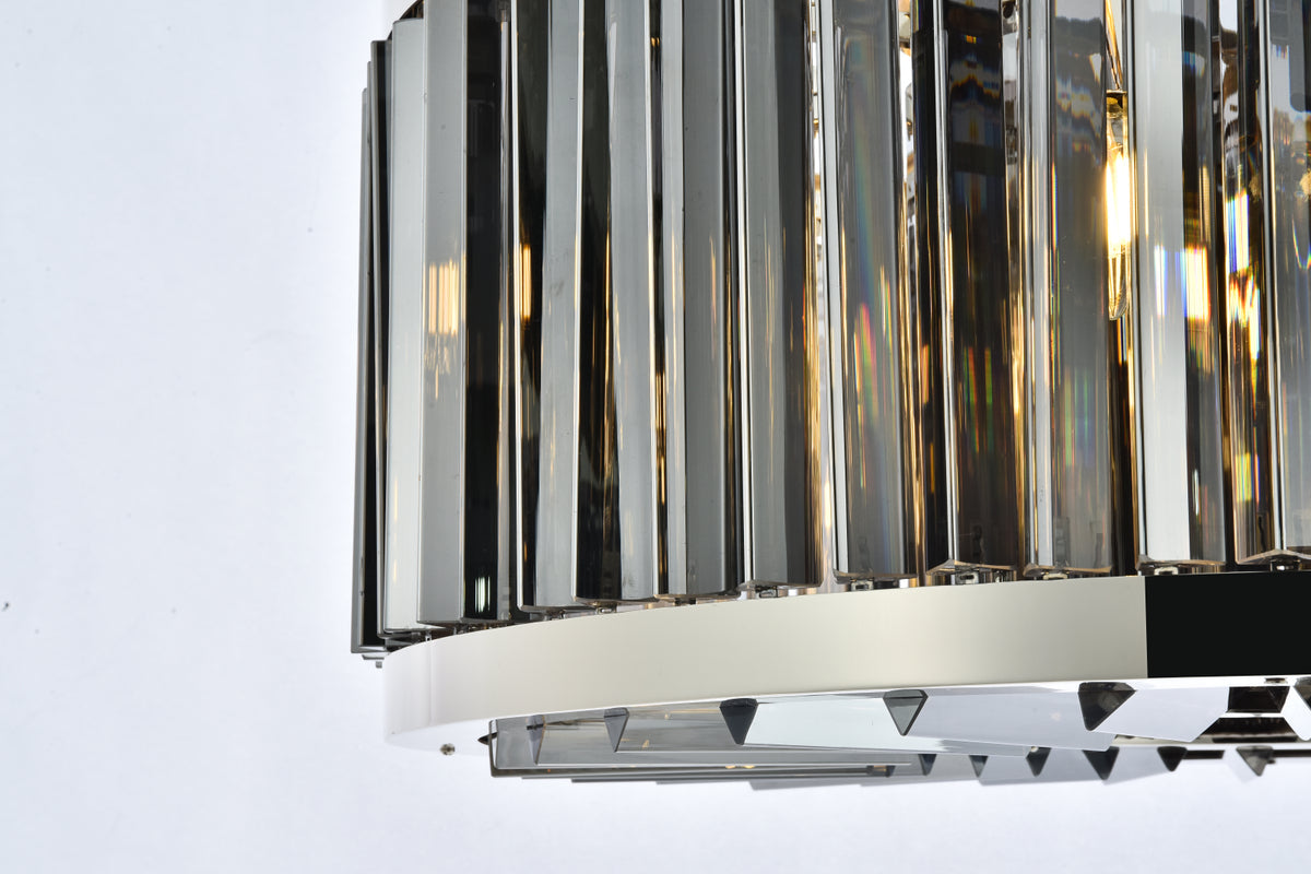 Chelsea 8 light polished nickel Chandelier Silver Shade (Grey) Royal Cut Crystal