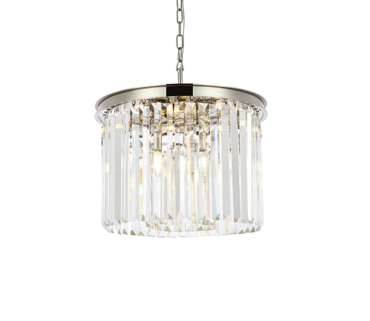Sydney 6 light polished nickel Pendant Clear Royal Cut Crystal