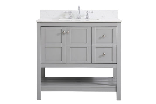 36 inch Single Bathroom Vanity in Gray with Backsplash