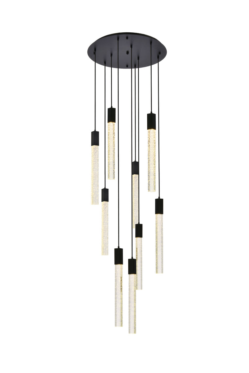 Weston 9 lights pendant in black