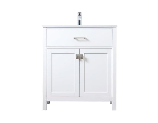 30 Inch SIngle Bathroom Vanity In White