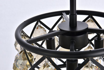 Madison 3 light Matte Black Pendant Golden Teak (Smoky) Royal Cut Crystal