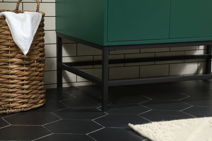 36 inch Single bathroom vanity in green with backsplash