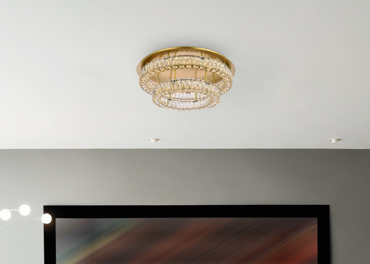 Monroe 30 inch LED double flush mount in gold