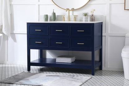 48 inch Single bathroom vanity in blue with backsplash