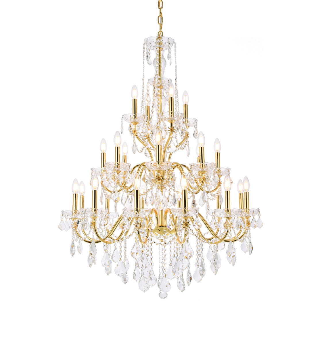 St. Francis 24 light Gold Chandelier Clear Royal Cut Crystal