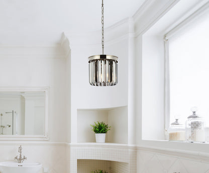 Sydney 3 light polished nickel Pendant Silver Shade (Grey) Royal Cut Crystal