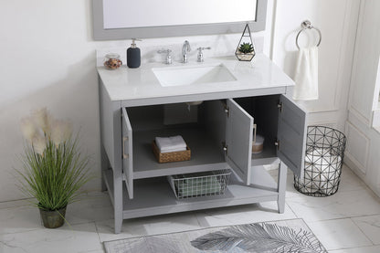 42 inch Single Bathroom Vanity in Grey with Backsplash