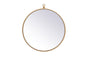 Metal frame round mirror with decorative hook 18 inch in Brass