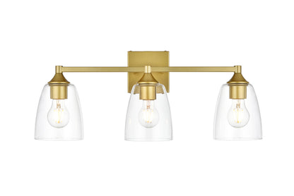 Gianni 3 light Brass and Clear Bath Sconce