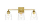 Gianni 3 light Brass and Clear Bath Sconce