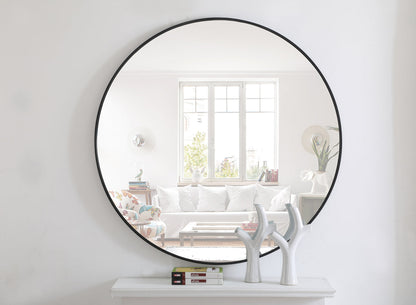 Metal frame Round Mirror 48 inch Black finish