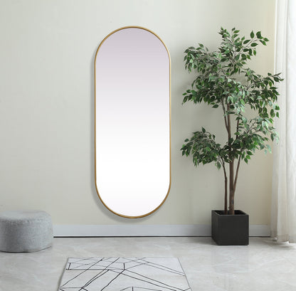 Metal Frame Oval Mirror 24x60 Inch in Brass