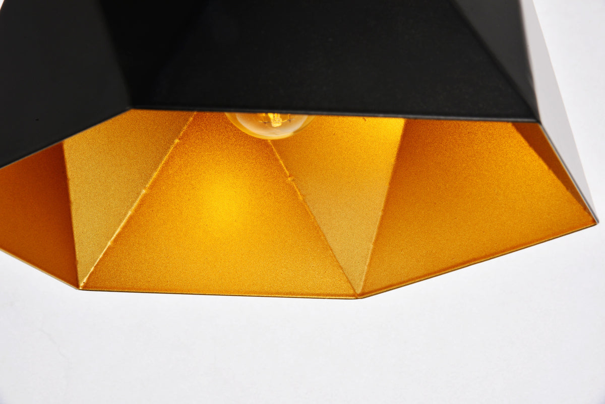 Arden Collection Pendant D10.2 H6.7 Lt:1 Black and Gold Finish