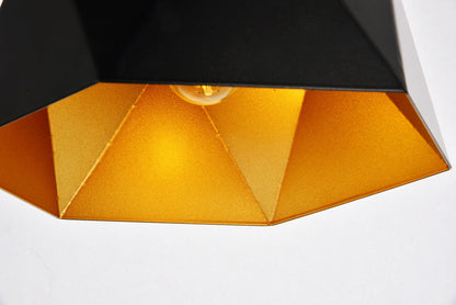 Arden Collection Pendant D10.2 H6.7 Lt:1 Black and Gold Finish