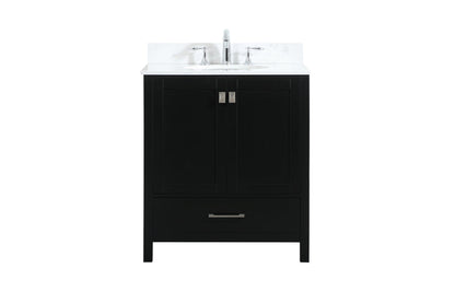 30 inch Single bathroom vanity in black with backsplash