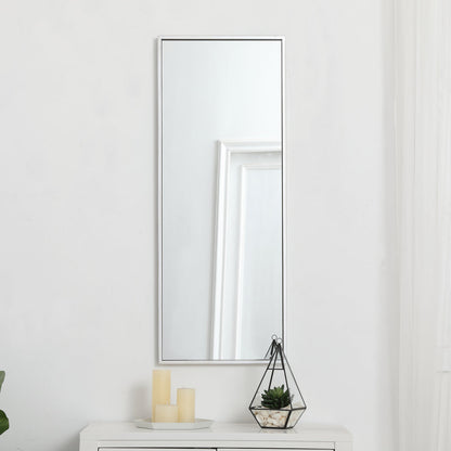 Metal frame rectangle mirror 14 inch in silver