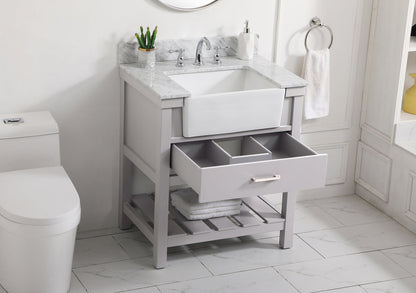 30 inch Single bathroom vanity in grey with backsplash