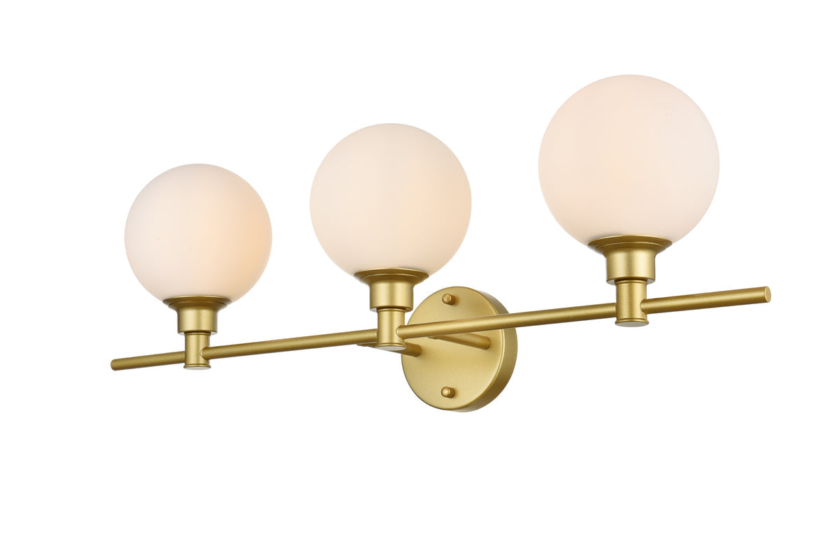 Cordelia 3 light Brass and frosted white Bath Sconce