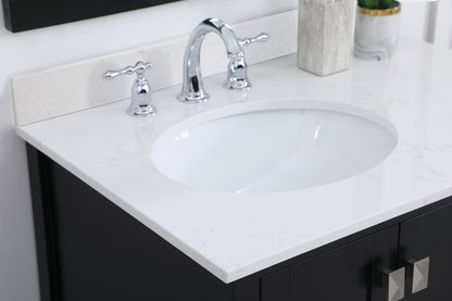 32 inch Single Bathroom Vanity in Black with Backsplash