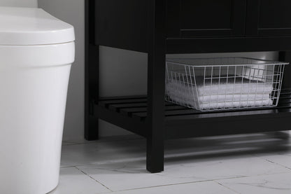 36 inch Single Bathroom Vanity in Black with Backsplash