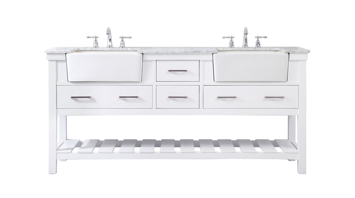72 inch double bathroom vanity in white