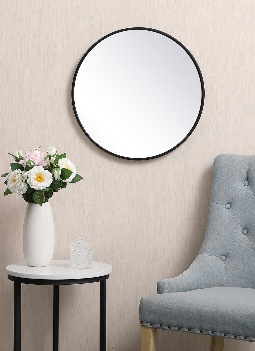 Metal frame round mirror 21 inch in Black