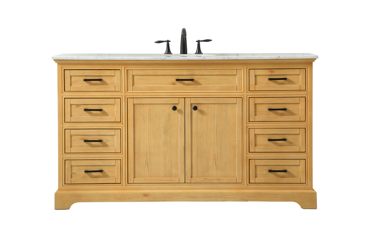 60 inch Single bathroom vanity in natural wood