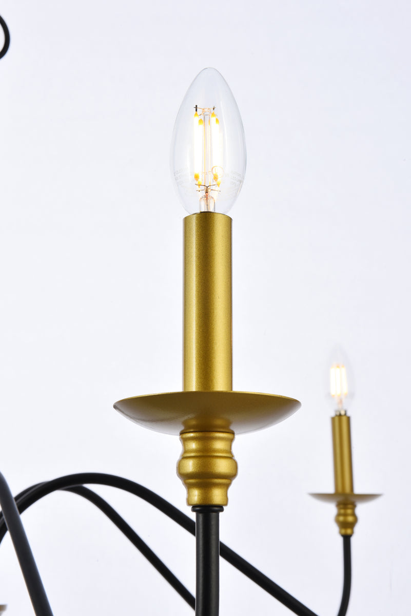 Rohan 48 inch chandelier in matte black and brass