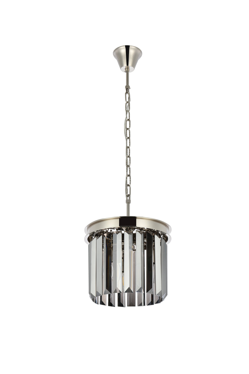 Sydney 3 light polished nickel Pendant Silver Shade (Grey) Royal Cut Crystal
