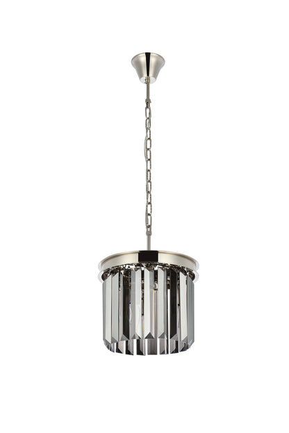 Sydney 3 light polished nickel Pendant Silver Shade (Grey) Royal Cut Crystal