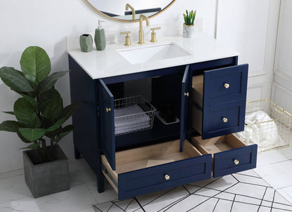 42 inch Single Bathroom Vanity in Blue with Backsplash