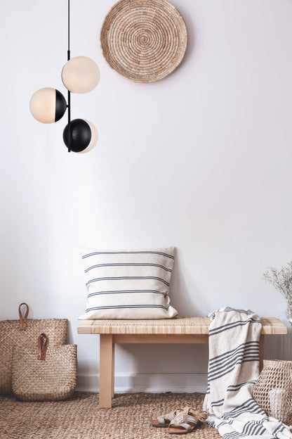 Eclipse 3 Lights Black Pendant With Frosted White Glass