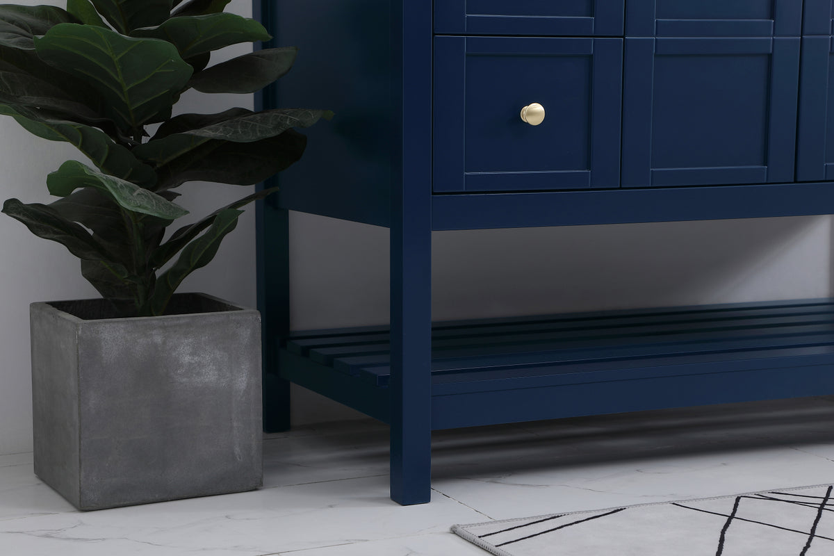 48 inch Single Bathroom Vanity in Blue with Backsplash