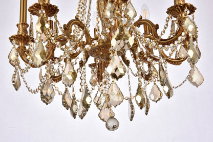 Rosalia 8 light French Gold Chandelier Golden Teak (Smoky) Royal Cut Crystal