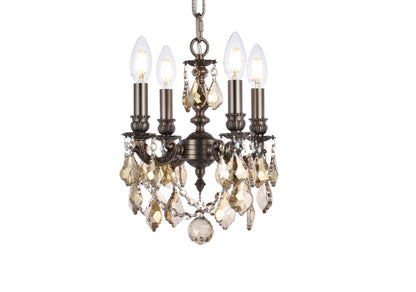 Lillie 4 light Pewter Pendant Golden Teak (Smoky) Royal Cut Crystal