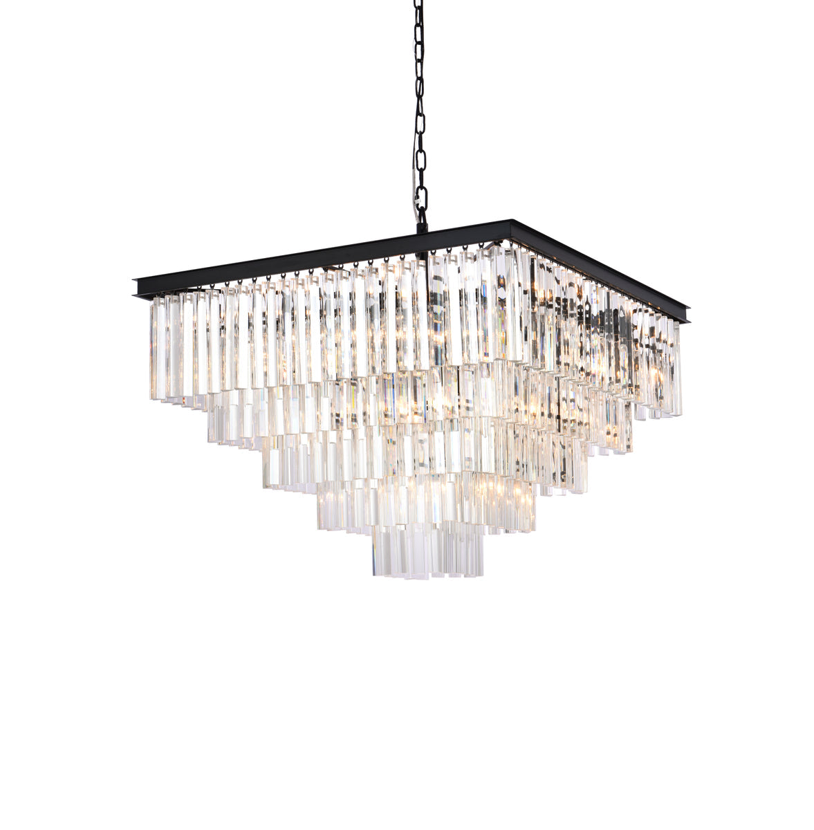 Sydney 34 inch square crystal chandelier in matte black